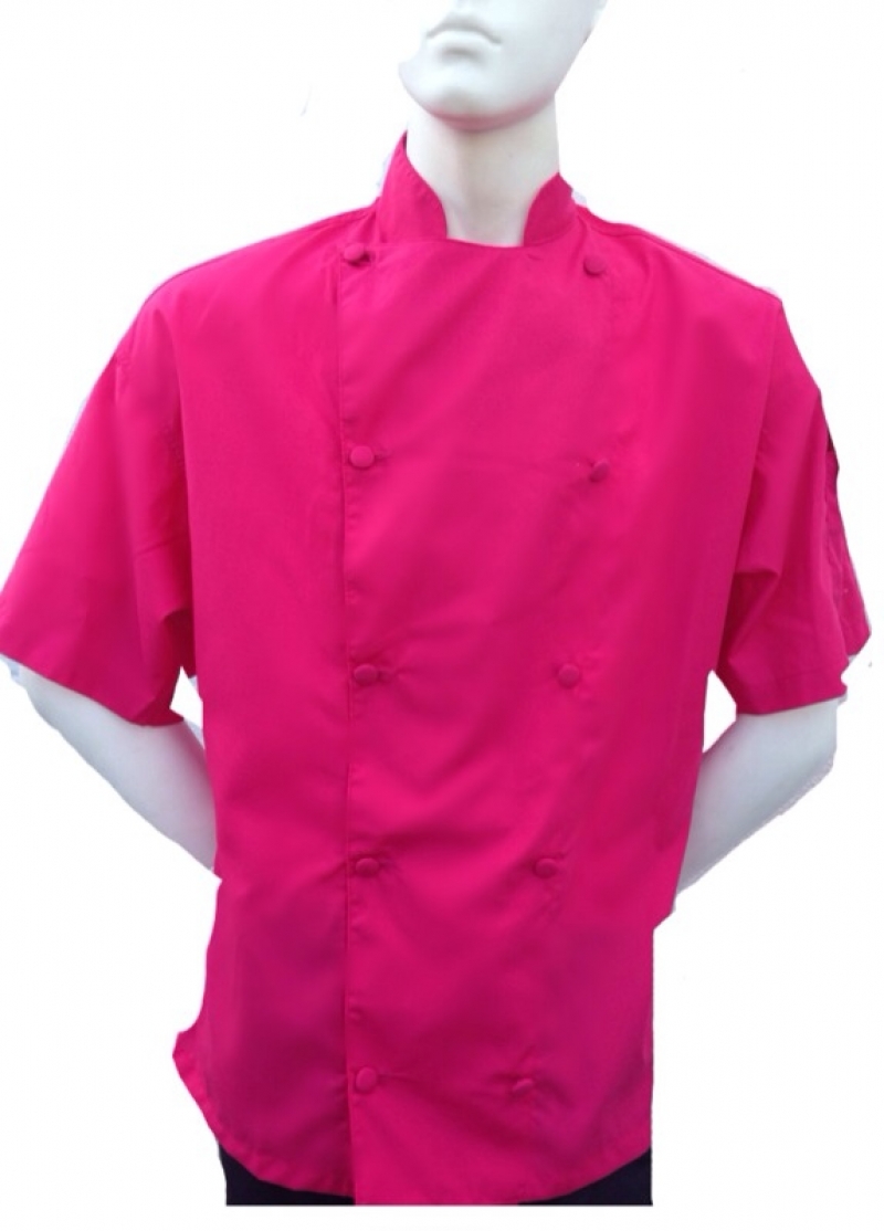  Chefskin -CHEFSKIN ADULT CHEF JACKET IN HOT PINK SHORT SLEEVE 