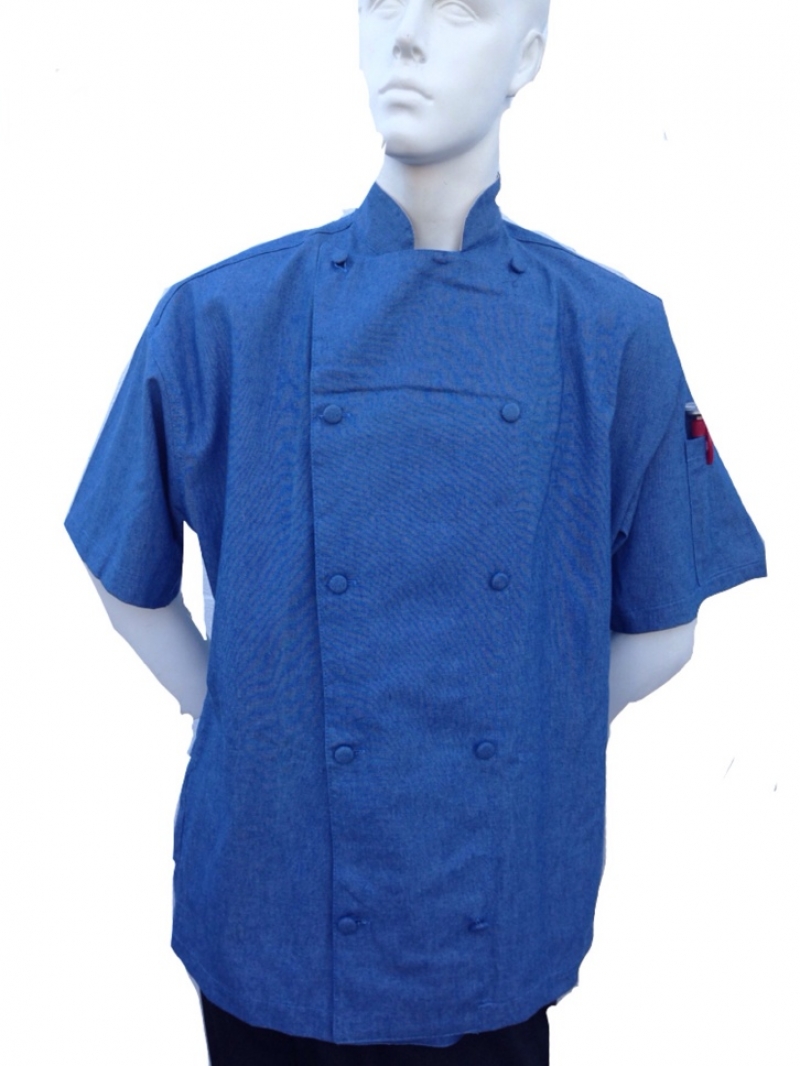  Chefskin -BEAUTIFUL SHORT SLEEVE BLUE CHEFSKIN CHEF JACKET 