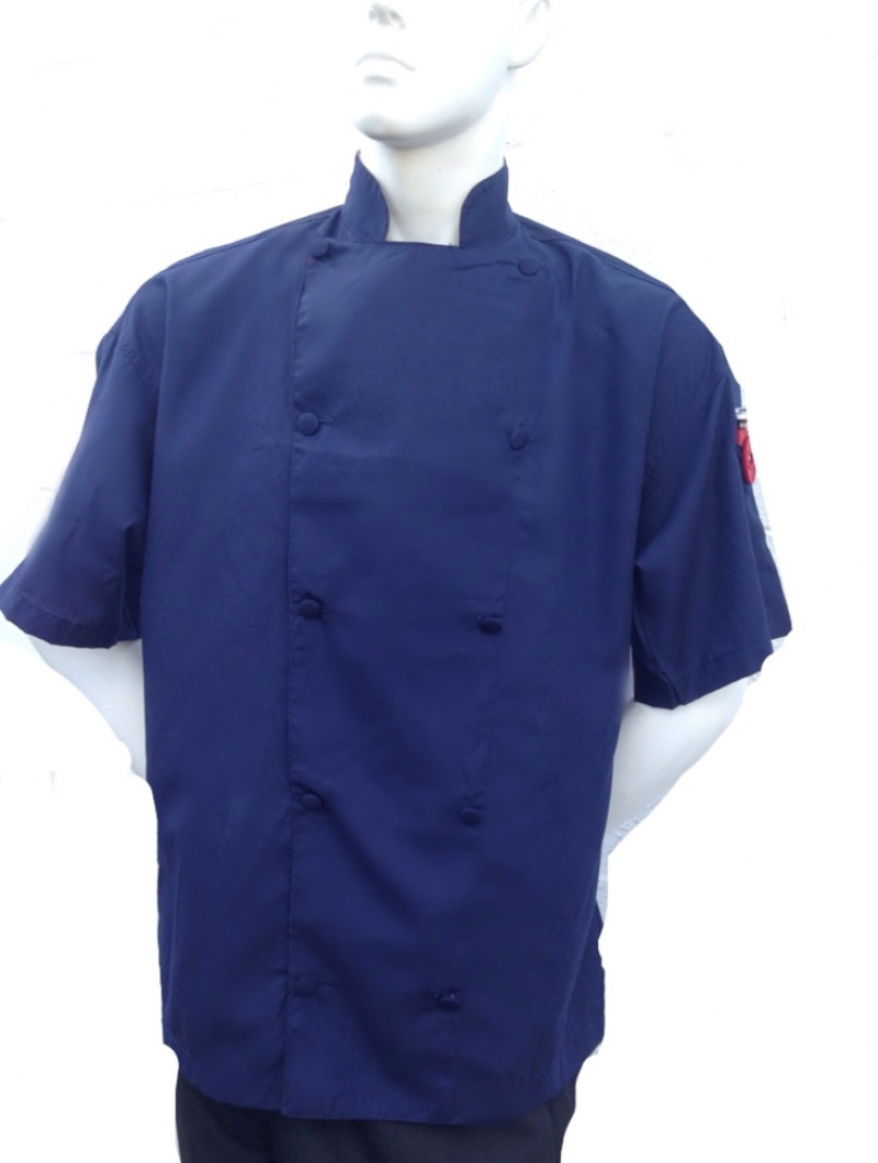  Chefskin -BEAUTIFUL CHEFSKIN SHORT SLEEVE CHEF JACKET IN DARK BLUE 