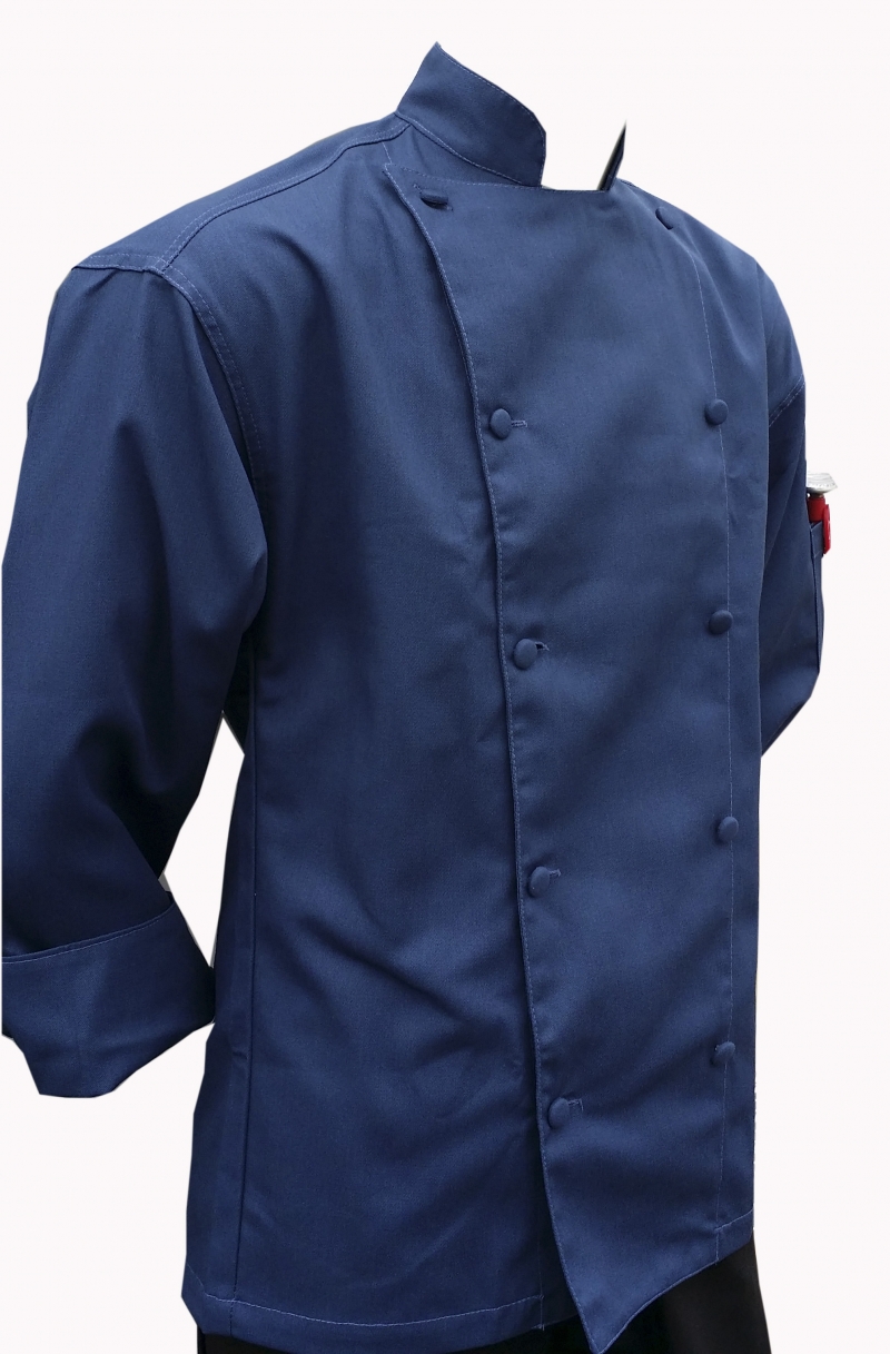  Chefskin -BEATIFUL  ADULT LONG SLEEVE CHEF JACKET DARK BLUE 