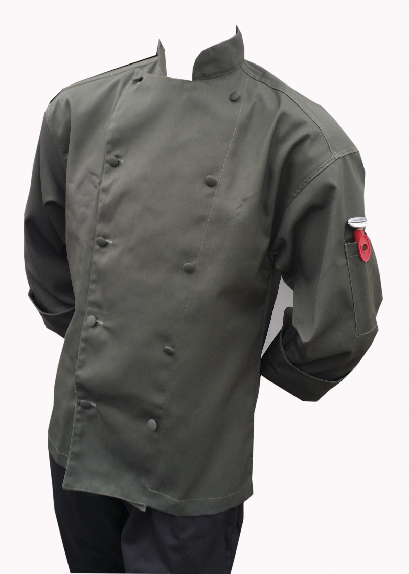  Chefskin -BEATIFUL  ADULT LONG SLEEVE CHEF JACKET OLIVE 