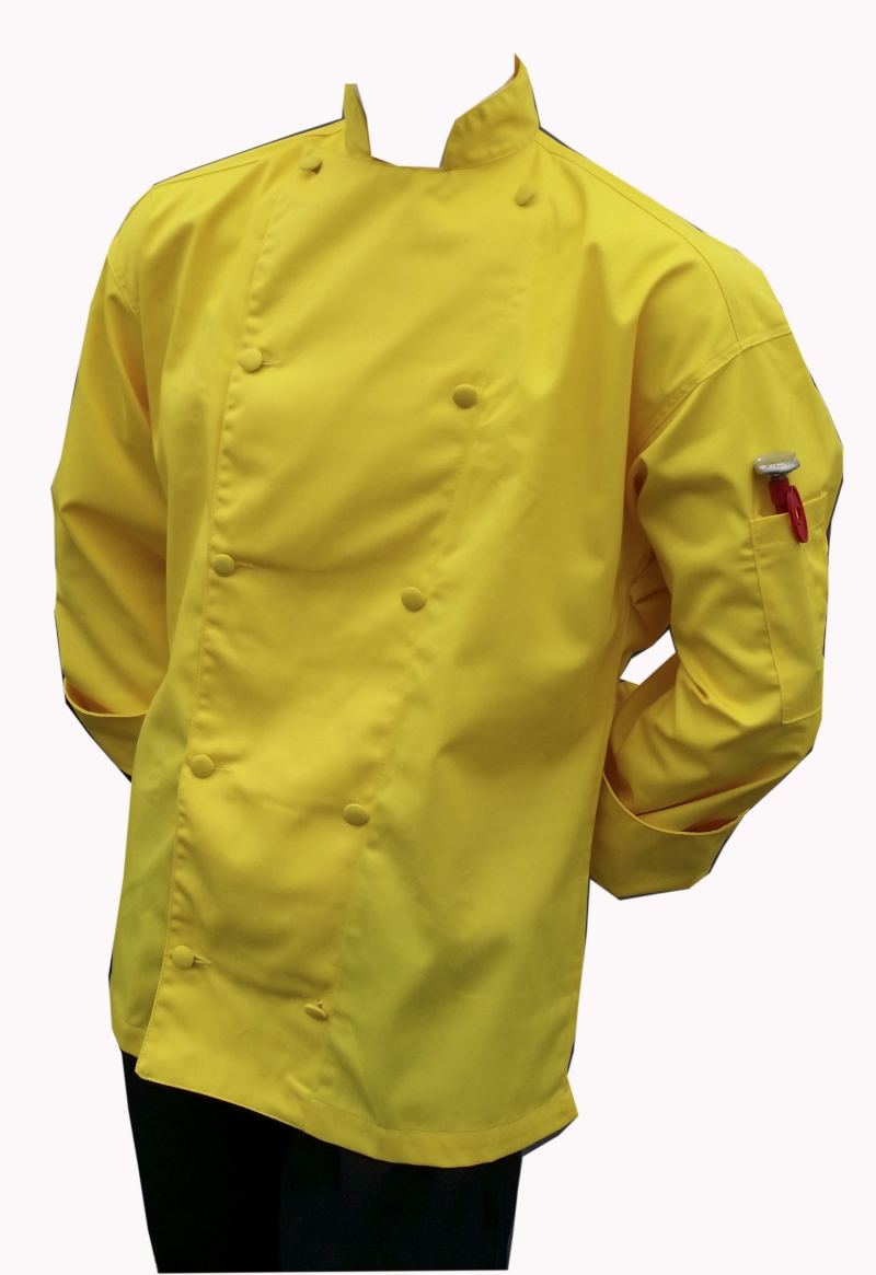  Chefskin -BEATIFUL  ADULT LONG SLEEVE CHEF JACKET YELLOW 