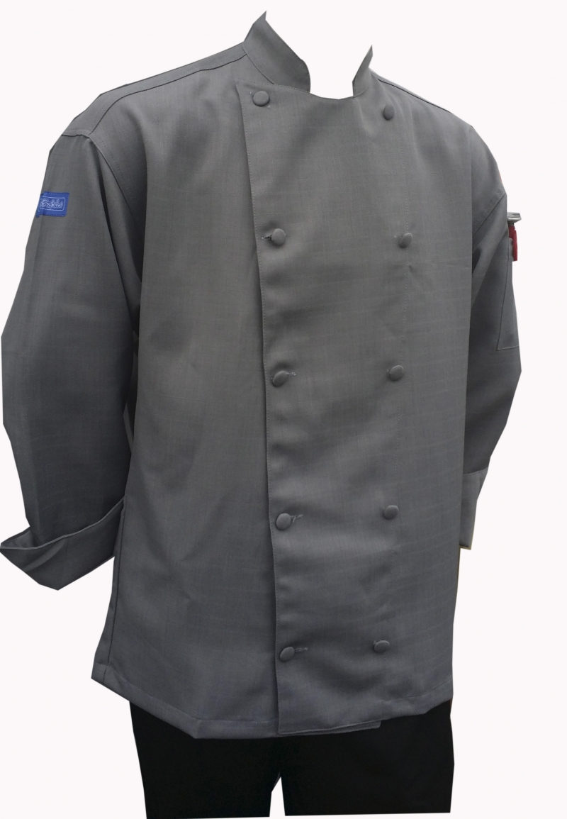  Chefskin -BEATIFUL  ADULT LONG SLEEVE CHEF JACKET GRAY 