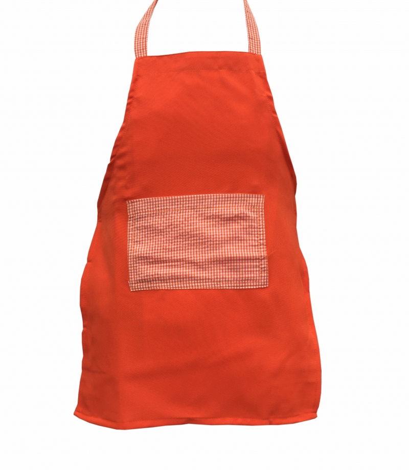  Chefskin -GINGHAM APRON ORANGE 